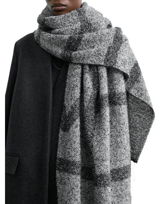 Totême Gray Jacquard Scarf With Monogram