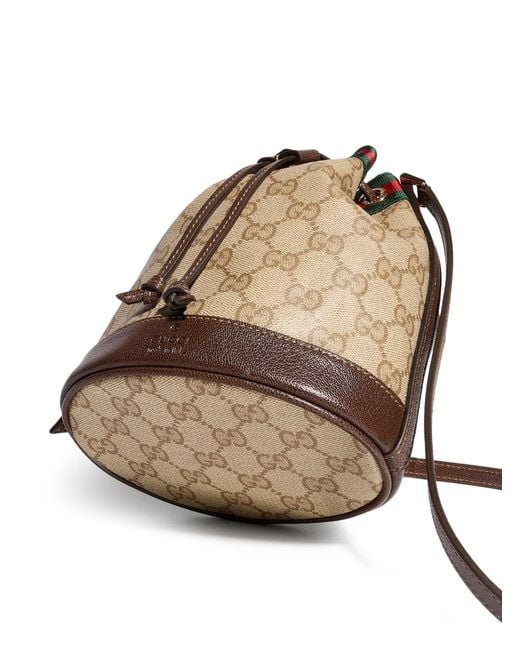 Gucci Brown Mini Bucket Bag With Web Ribbon