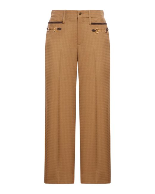 Pantaloni sartoriali con dettaglio morsetto di Gucci in Natural