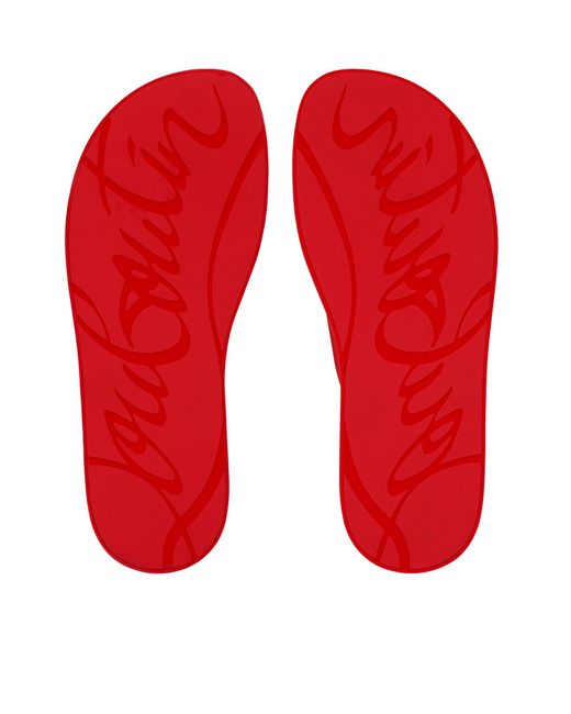 Christian Louboutin Red Rubber Flip Flops With Logo for men