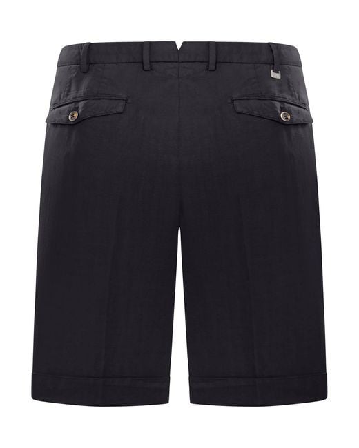 PT Torino Blue Linen Blend Bermuda Shorts for men