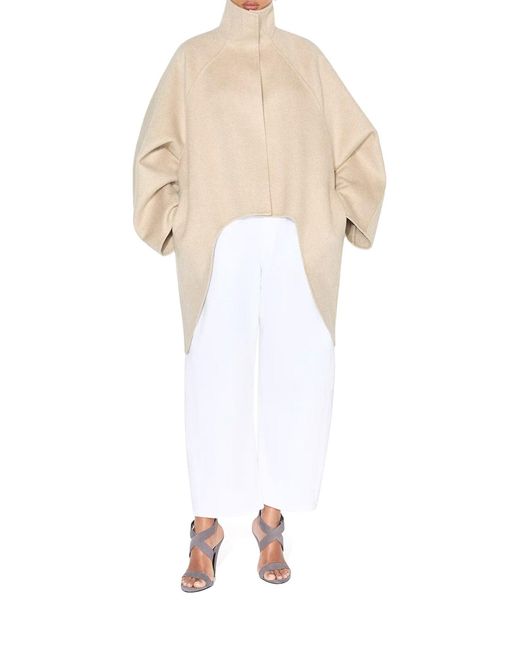 Alaïa Natural Asymmetrical Cashmere Coat