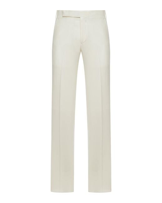 Lardini White Tailored Wool Trousers for men