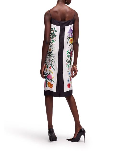 Abito in twill di seta stampata di Gucci in White