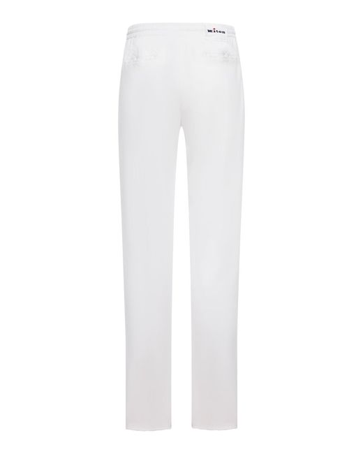 Kiton White Straight Leg Stretch Jeans for men