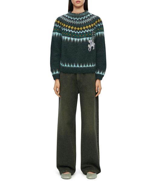 Loewe Black + Suna Fujita Fair Isle Embroidered Mohair-blend Sweater