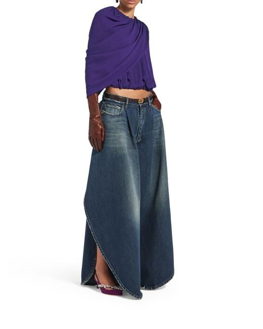 Balenciaga Purple Silk Cady Cape Top