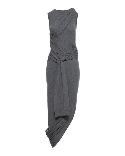Abito midi in misto lana merino con dettaglio sul fronte di J.W. Anderson in Gray