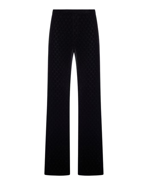 Gucci Blue Gg Stretch Dãvorã Velvet Trousers for men