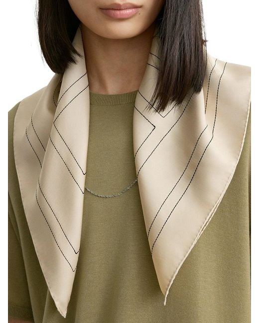 Totême Natural Silk Scarf With Monogram Embroidery