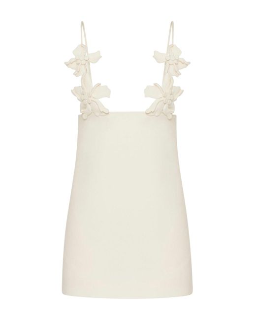Valentino Garavani White Short Dress In Embroidered Crepe Couture