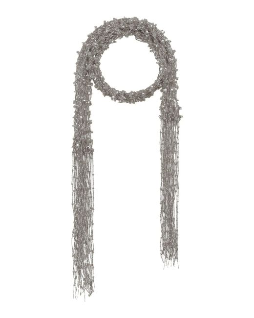 Dries Van Noten White Necklace With Embroidered Scarf