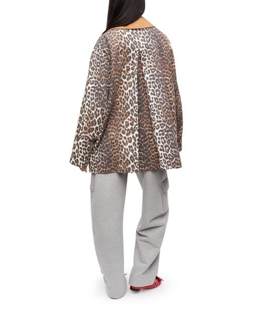 Ganni White Printed Canvas Midi Jacket