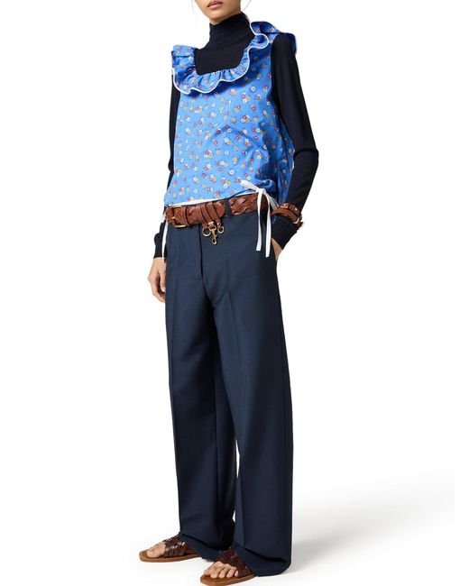 Miu Miu Blue Kid Mohair Trousers