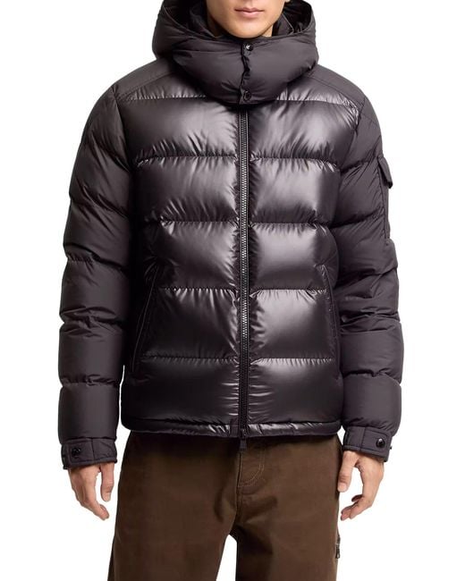 Piumino corto maya con cappuccio di Moncler in Gray da Uomo