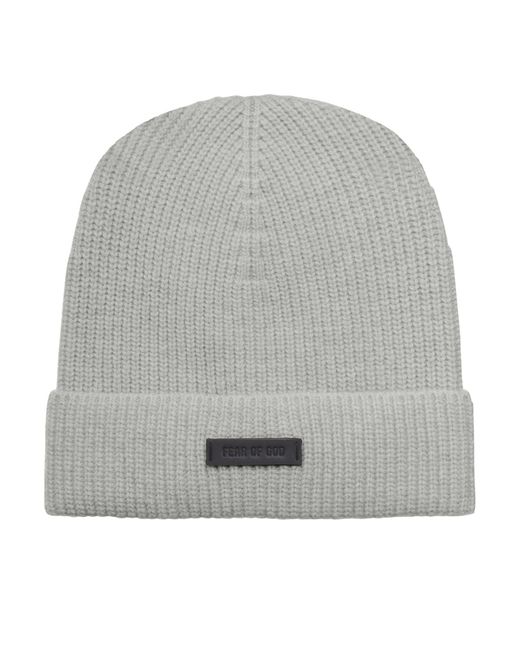 Fear Of God Gray Knitted Hat With Logo for men