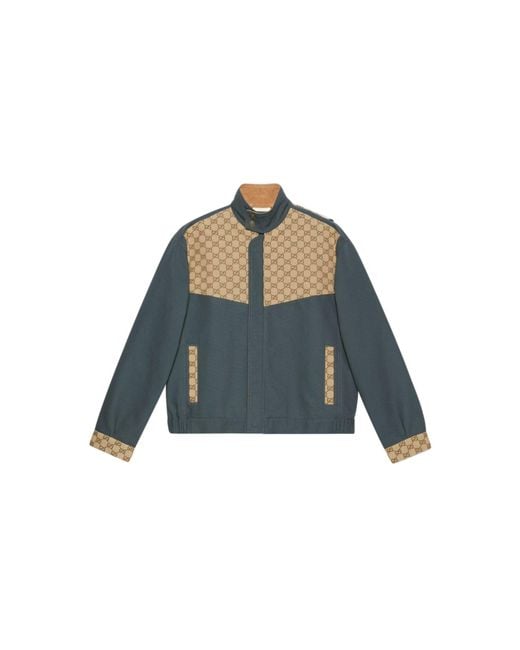 Gucci Jacket Cotton Canvas GG in Blue for Men | Lyst
