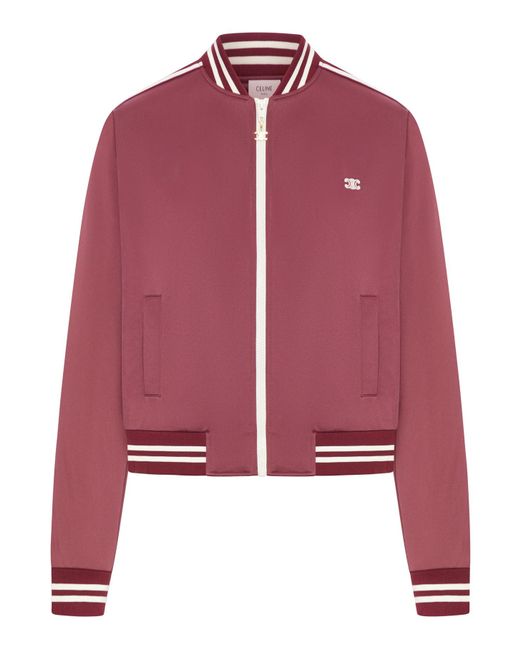 Giacca teddy con logo triomphe di Céline in Red