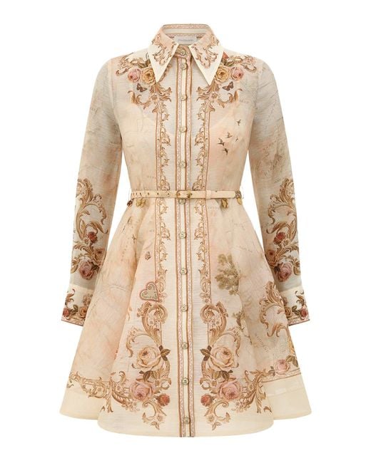 Zimmermann Natural Memento Buttoned Mini Dress