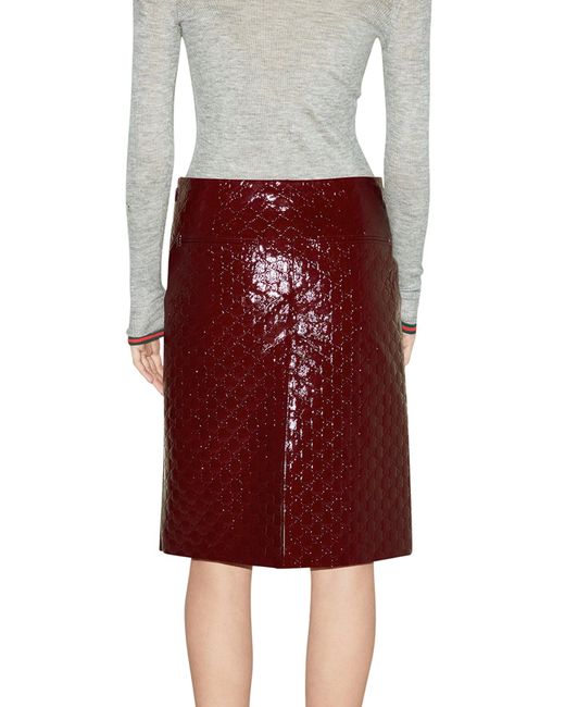 Gucci Red Midi Skirt With Embossed gg Motif