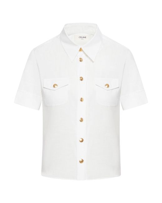 Céline White Chelsea Shirt In Cotton Flat