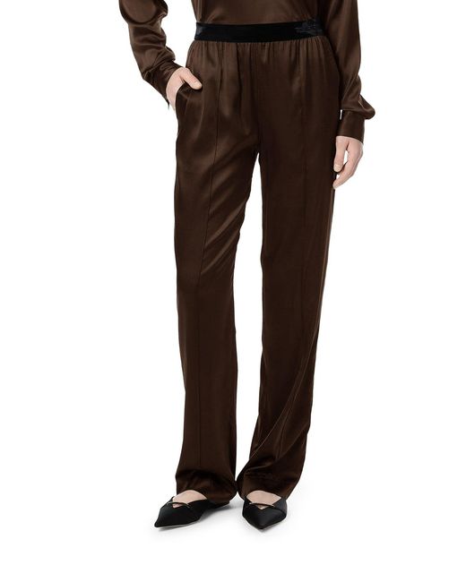Tom Ford Brown Stretch Silk Satin Trousers