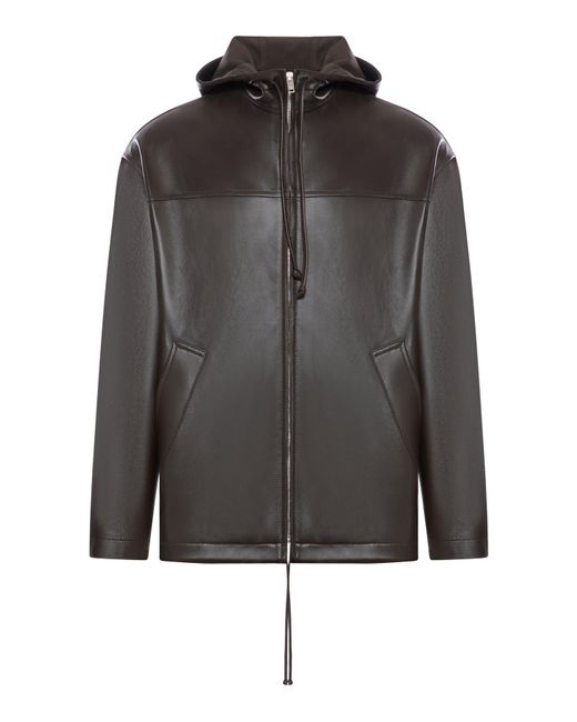 Bottega Veneta Gray Nappa Leather Zip Jacket for men