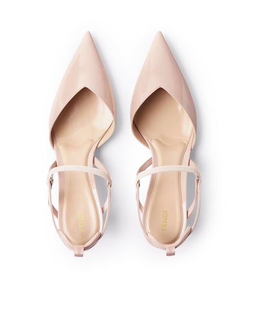 Slingback very colibrÌ con tacco medio in pelle verniciata di Fendi in Pink