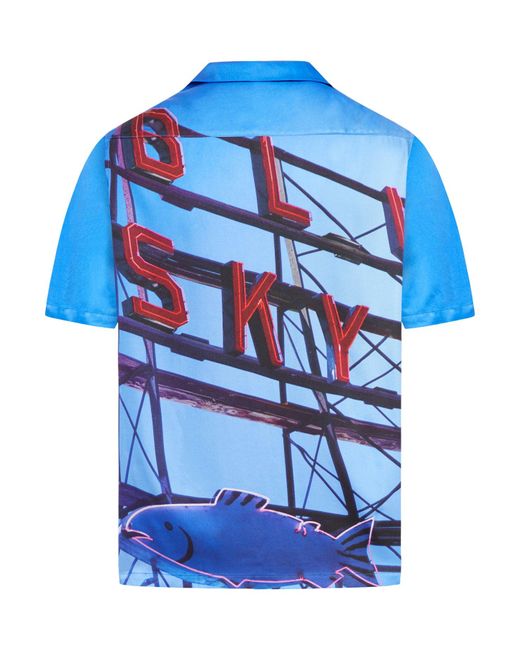 BLUE SKY INN Blue Shirt With Print for men