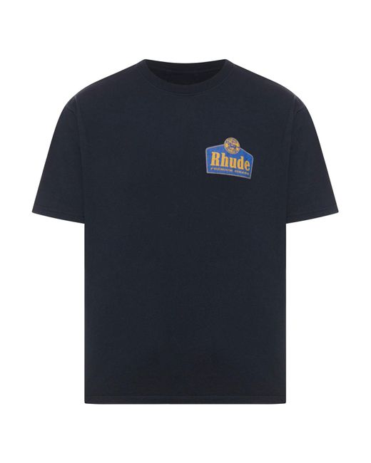 T-shirt con stampa di Rhude in Blue da Uomo