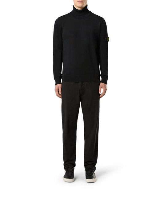 Stone Island Blue Compass Logo Turtleneck Sweater for men