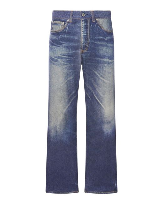 Our Legacy Blue Jeans Third Cut Con Stampa Denim Effetto Trompe-L'Œil for men