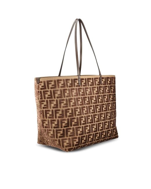 Fendi Brown Large Velvet Roll Bag