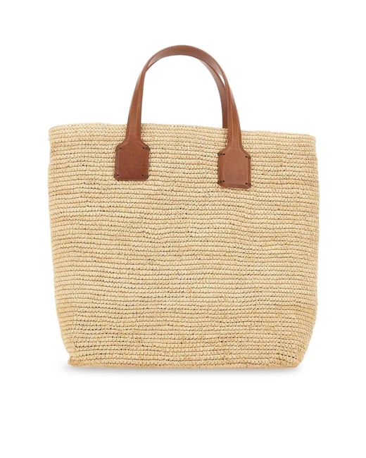 Sovani X Dragon Diffusion Natural Sacha Raffia Handbag With Leather Inserts