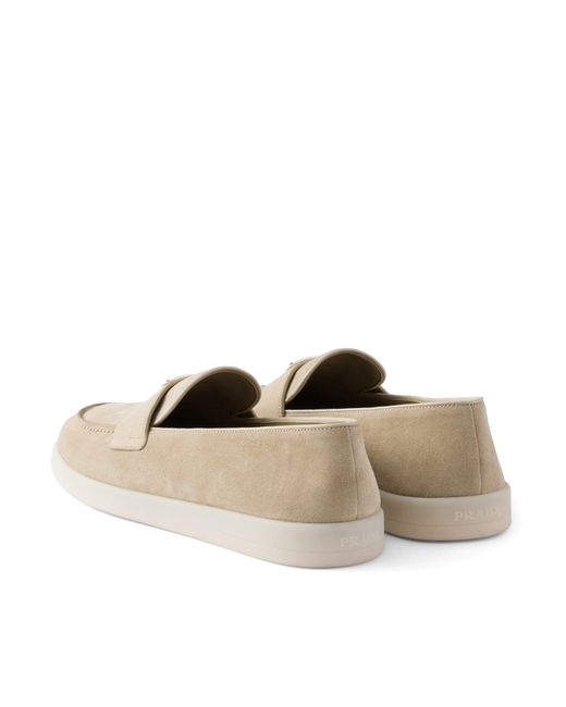 Prada White Suede Loafers for men