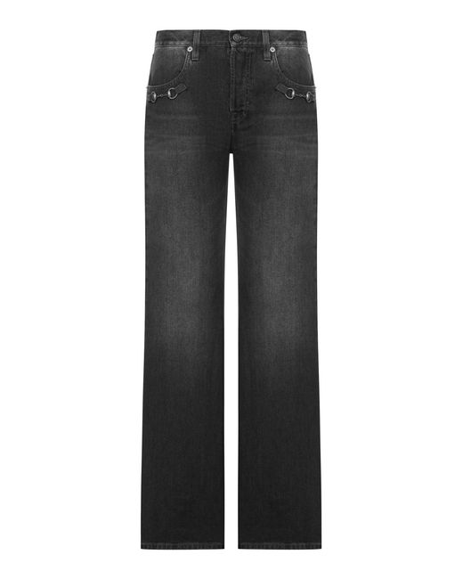 Gucci Black Cotton Denim Trousers With Clamp