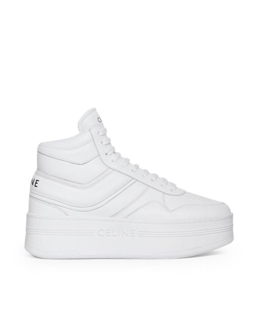 Céline White Medium Block Sneaker With Wedge In Optical Calf Leather