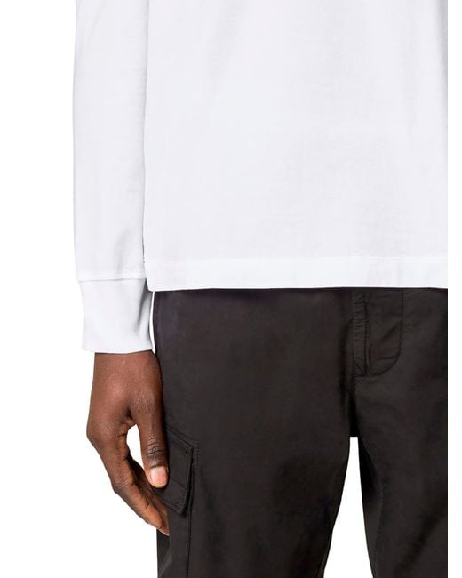 Stone Island White Long Sleeve T-shirt With Compass Patch for men