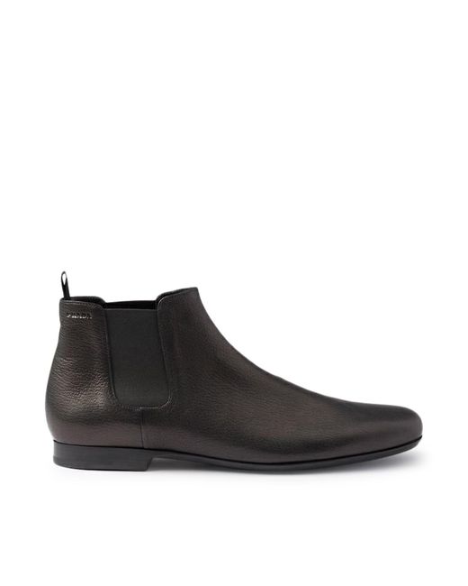 Prada Black Leather Chelsea Boots for men