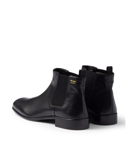 Prada Black Leather Ankle Boots