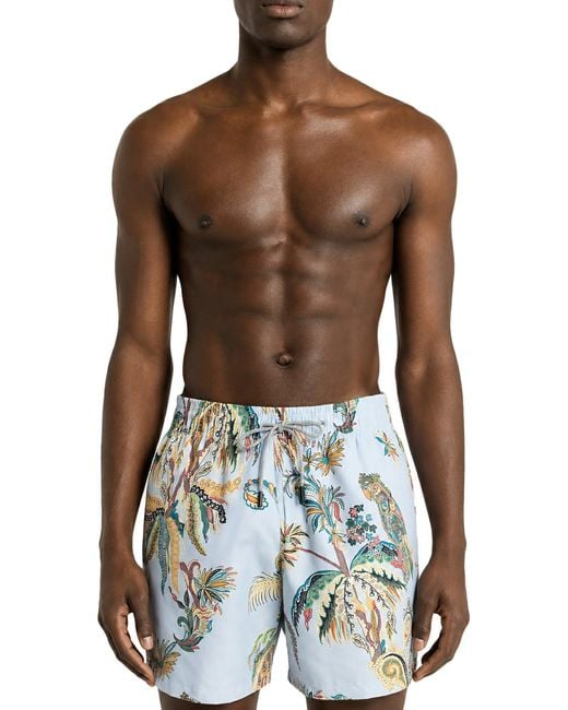 Etro White Swimsuit With Placed Print for men