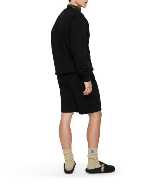 Burberry Blue Cotton Shorts With Logo for men
