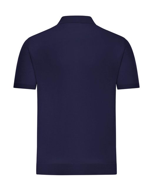 Etro Blue Short-Sleeved Cotton Polo Shirt for men