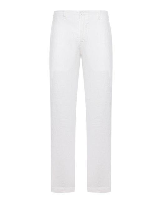 Transit White Regular-Fit Linen Trousers for men