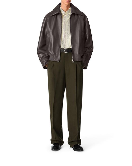 Giacca in pelle con colletto a motivo intrecciato di Bottega Veneta in Gray da Uomo