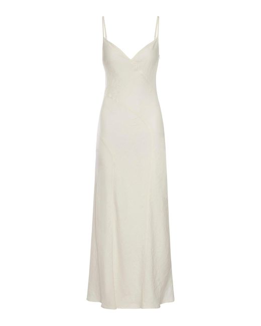 120% Lino White Lingerie Linen Long Dress
