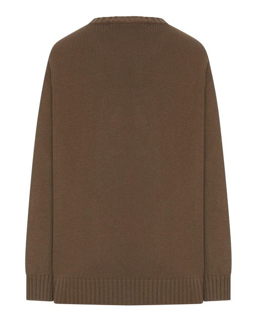 Ralph Lauren Brown Ribbed Cashmere Pullover With Teddy Applique