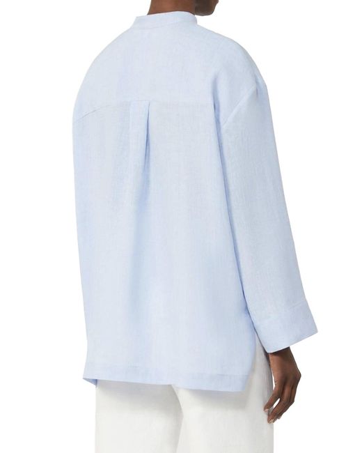 Max Mara Blue Cantico Shirt In Pure Linen