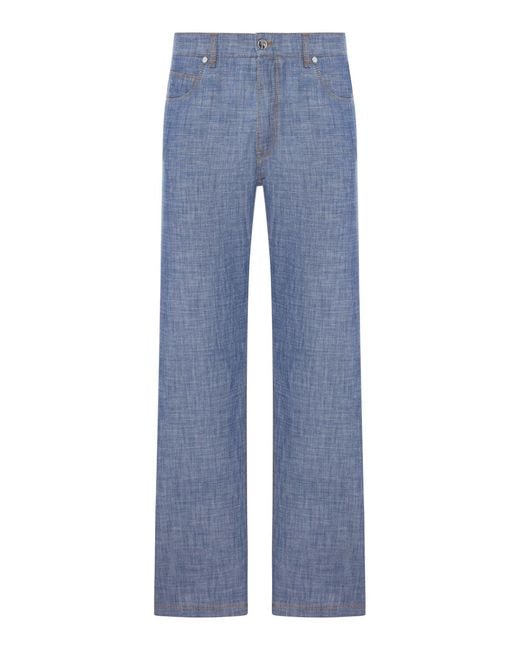 Fendi Blue Chambray Denim Pants for men