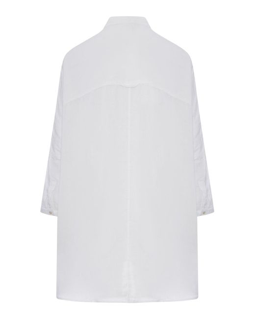 120% Lino White Oversized Linen Shirt